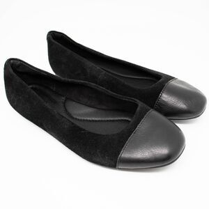 Born Black Suede Leather Cap Toe Ballet Flats Womens SIZE 6.5
